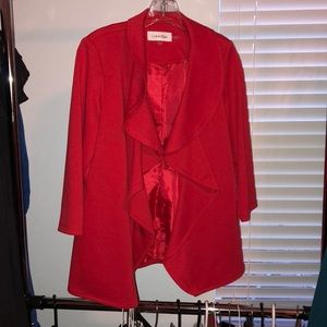 Calvin Klein Red ruffle blazer BNWT sz10p